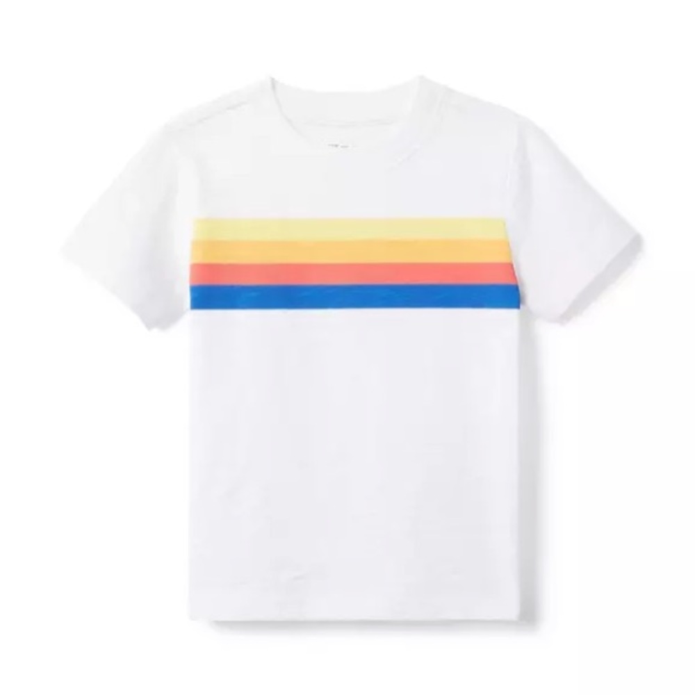 Janie and Jack White Tee with Rainbow Stripes